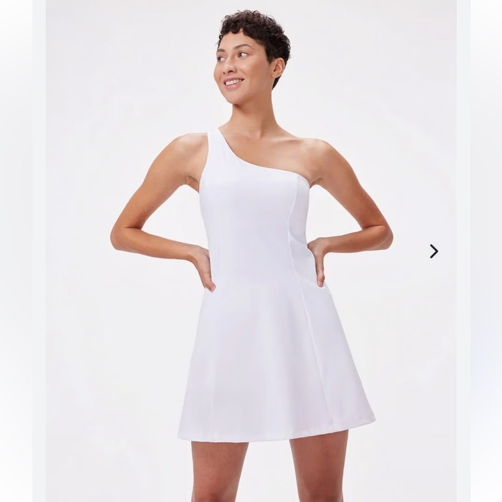 NWT RARE Outdoor Voices White One Shoulder Exercise Dress - S